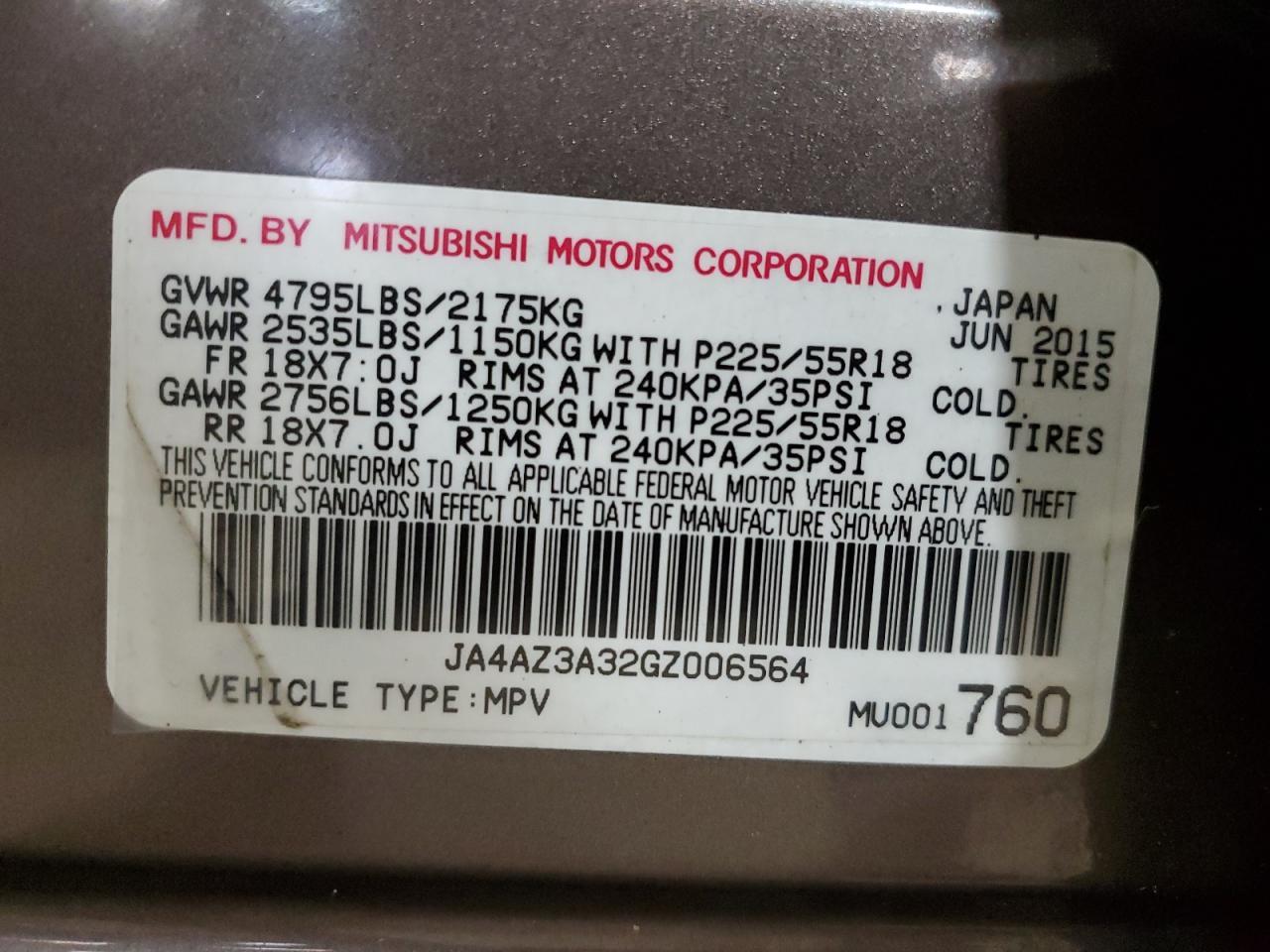 2016 MITSUBISHI outlander