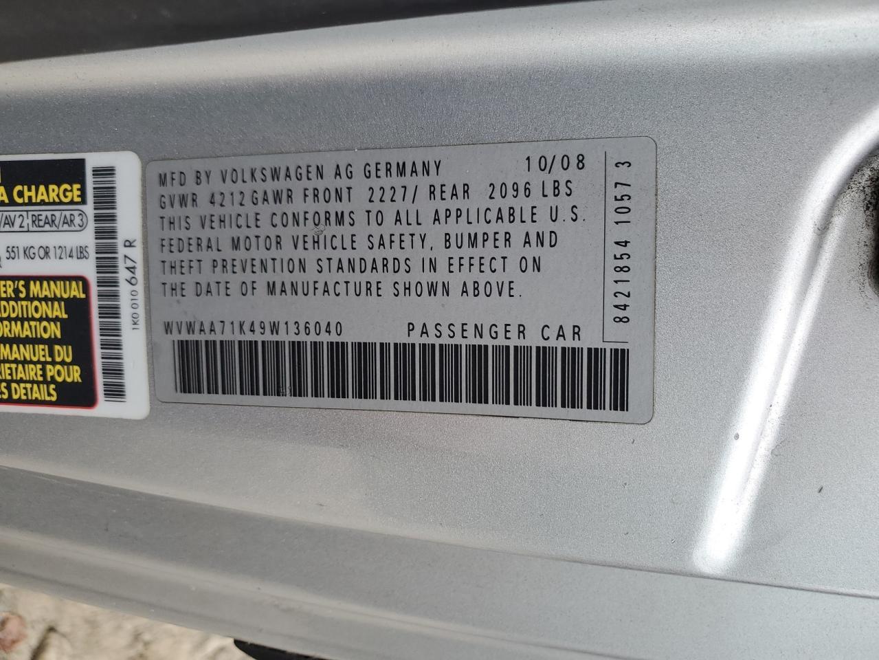 2009 VOLKSWAGEN RABBIT