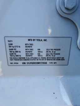 2021 TESLA MODEL Y