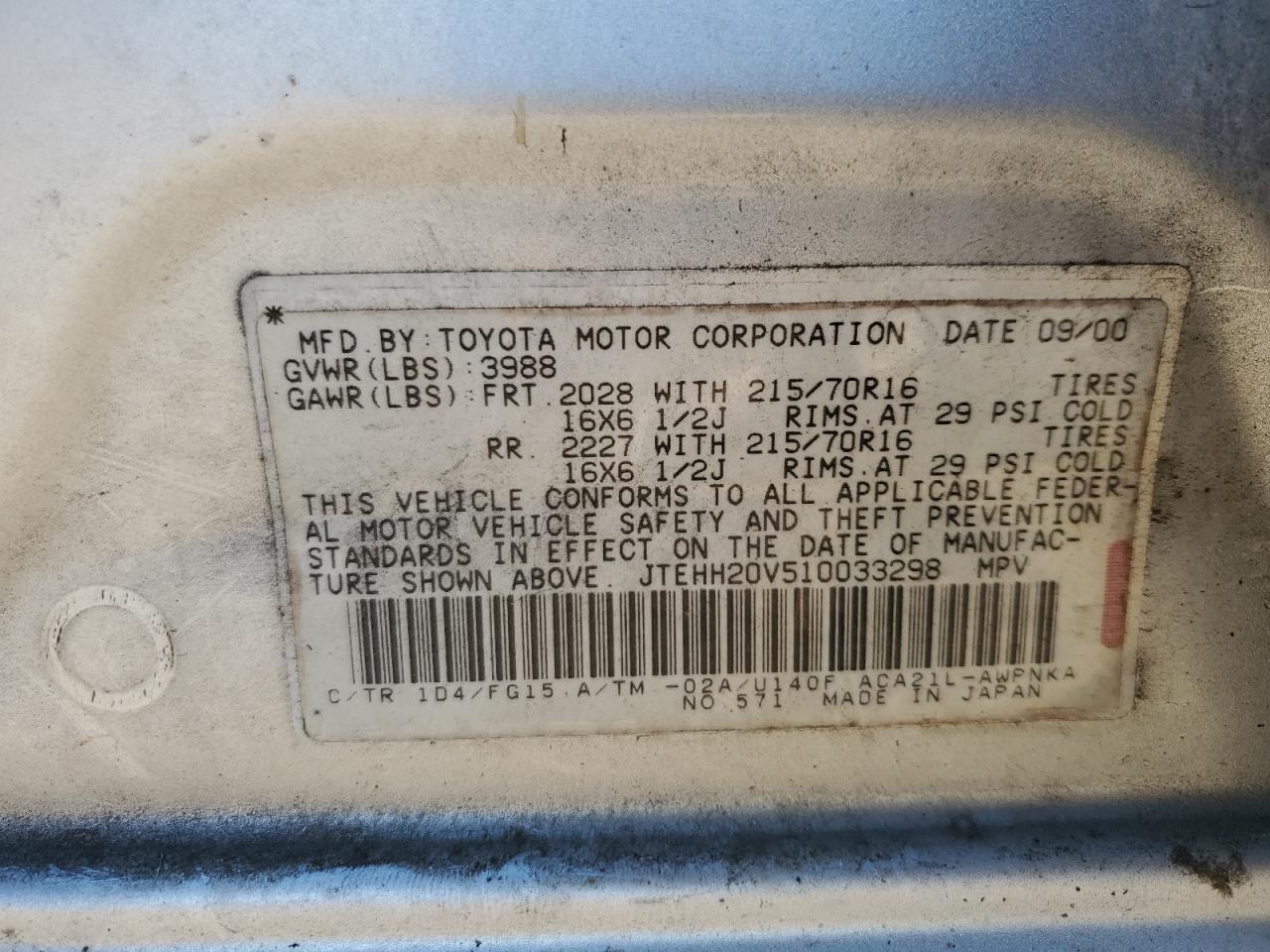2001 TOYOTA RAV4