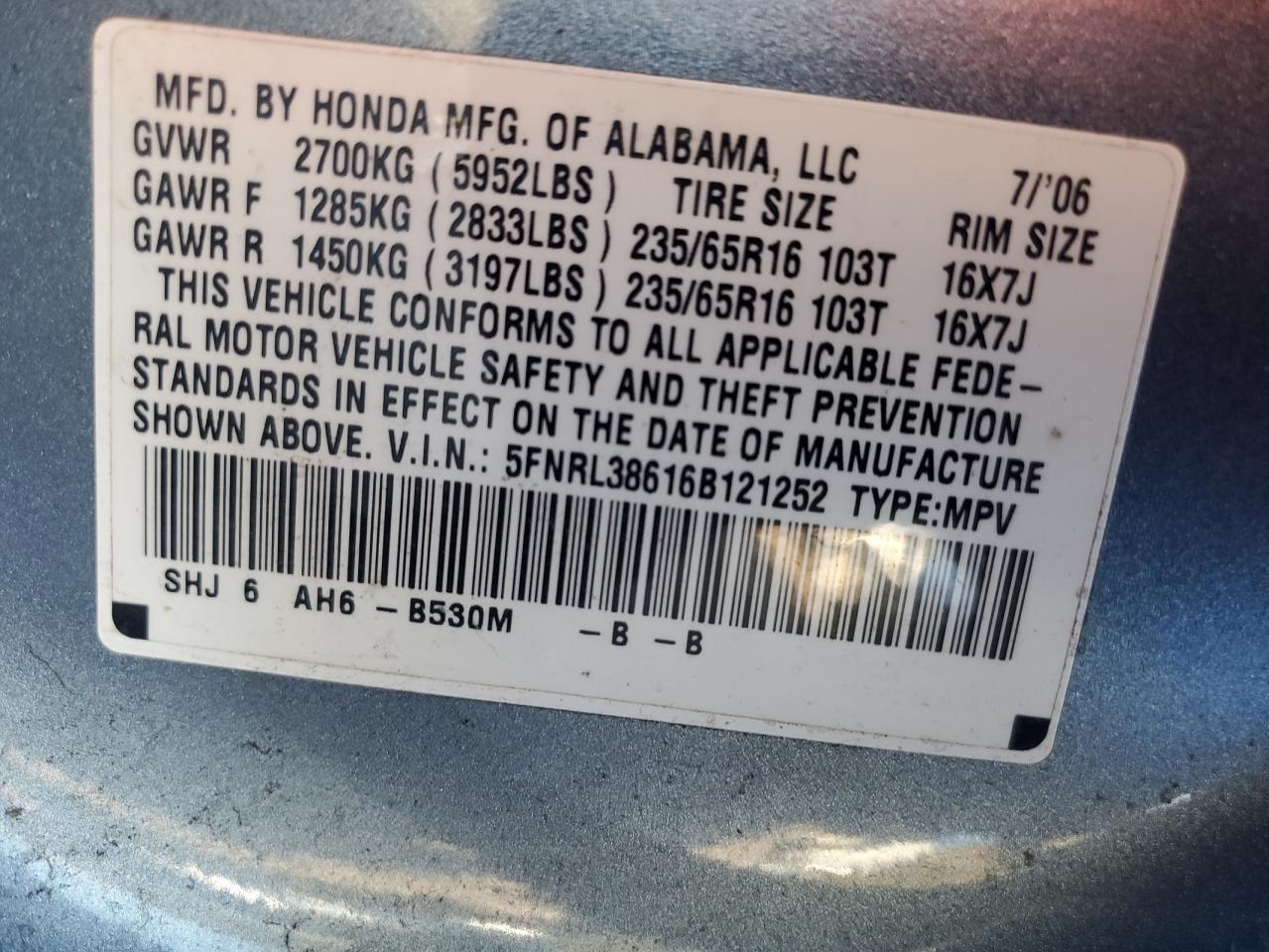 2006 HONDA ODYSSEY