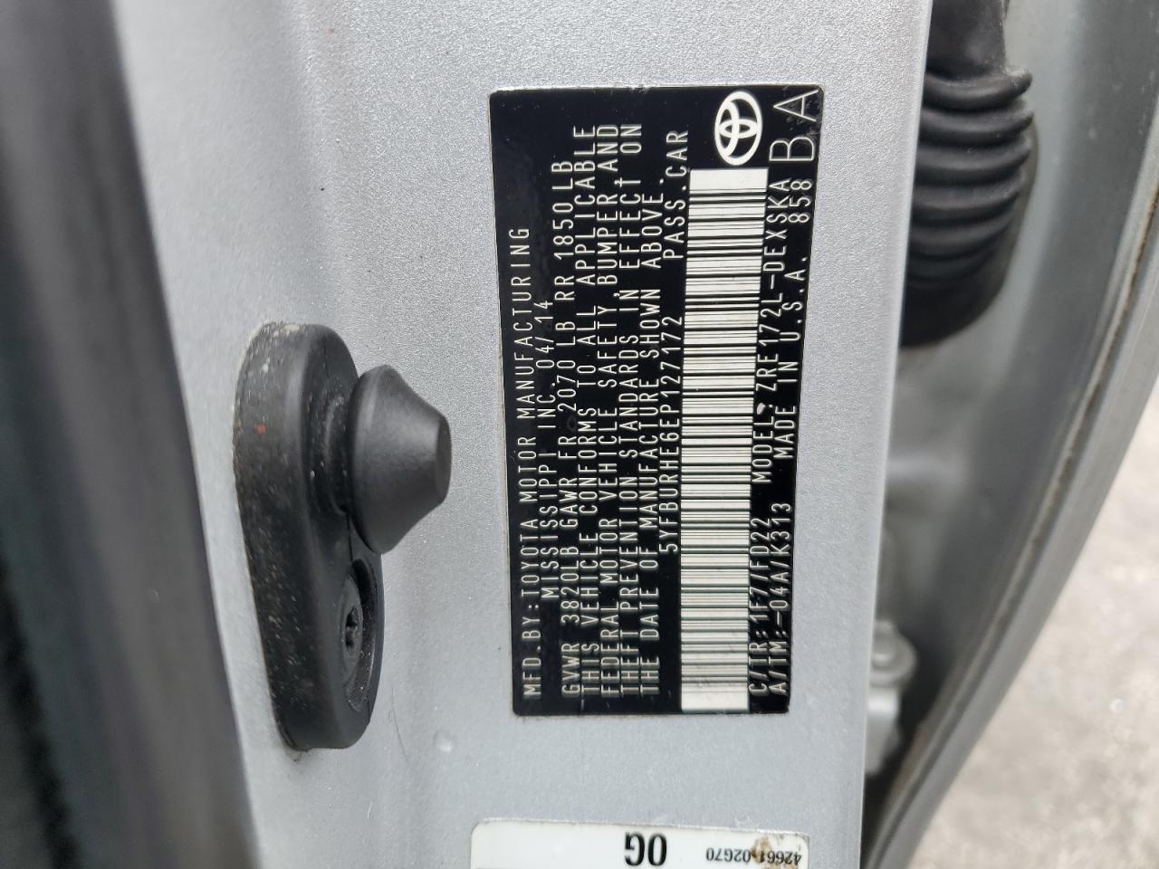 2014 TOYOTA COROLLA