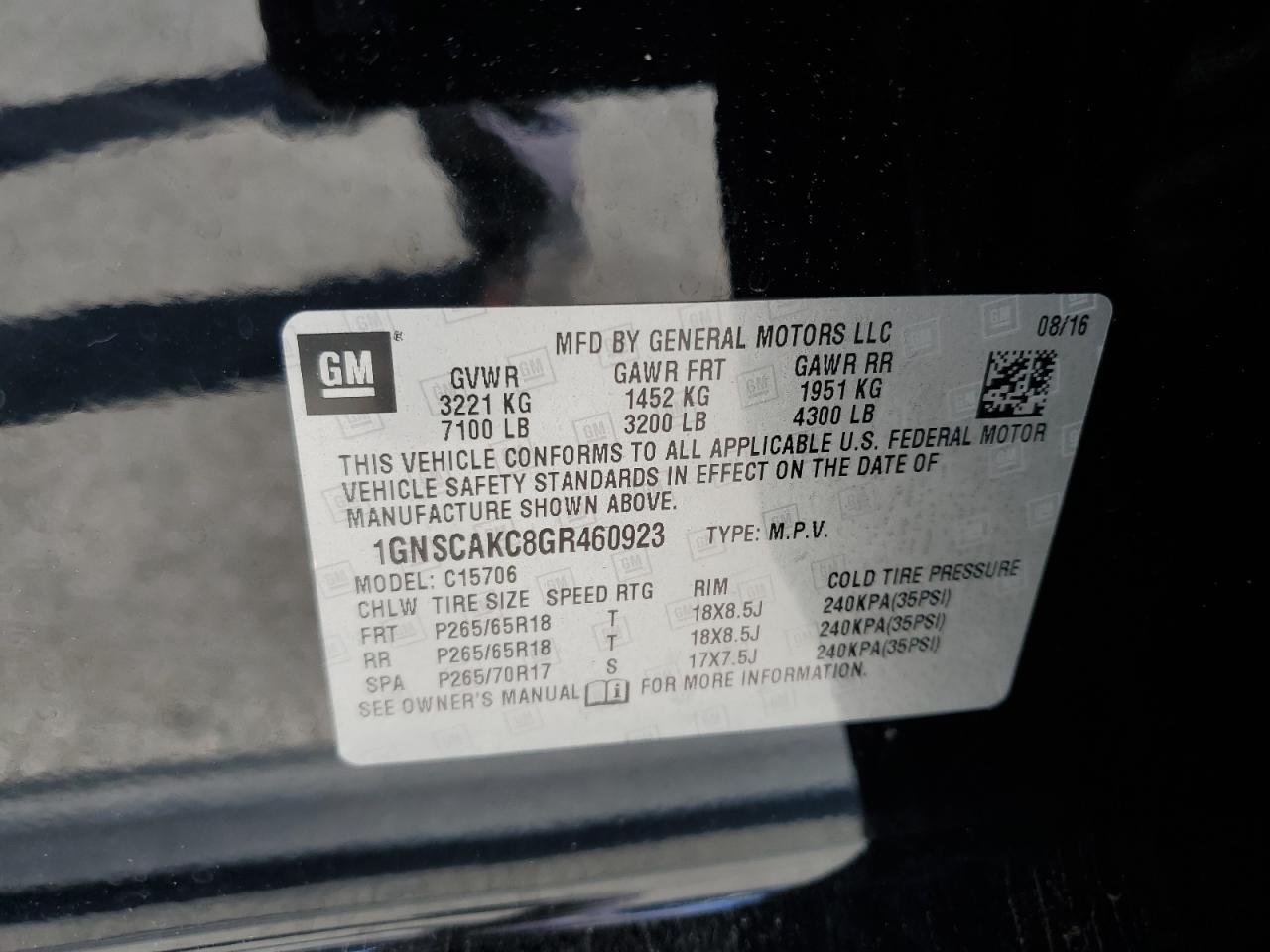 2016 CHEVROLET Tahoe