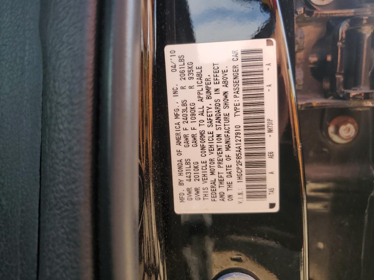 2010 HONDA ACCORD
