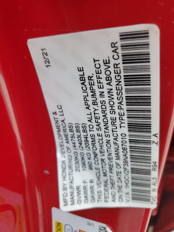 2021 HONDA ACCORD