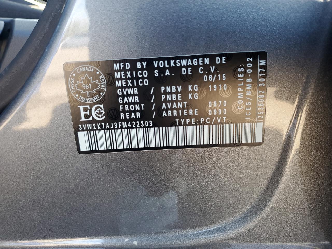 2015 VOLKSWAGEN JETTA