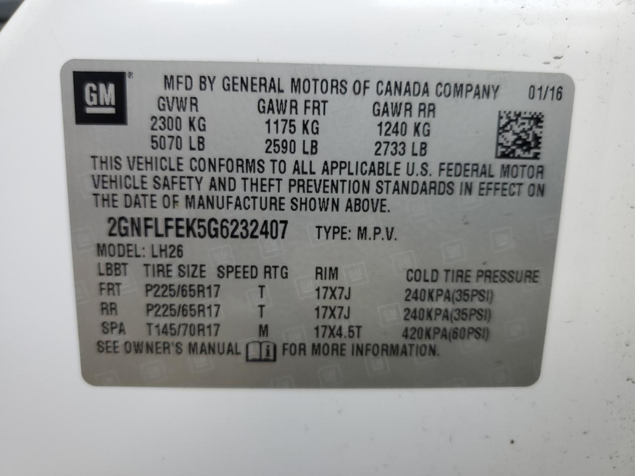 2016 CHEVROLET EQUINOX