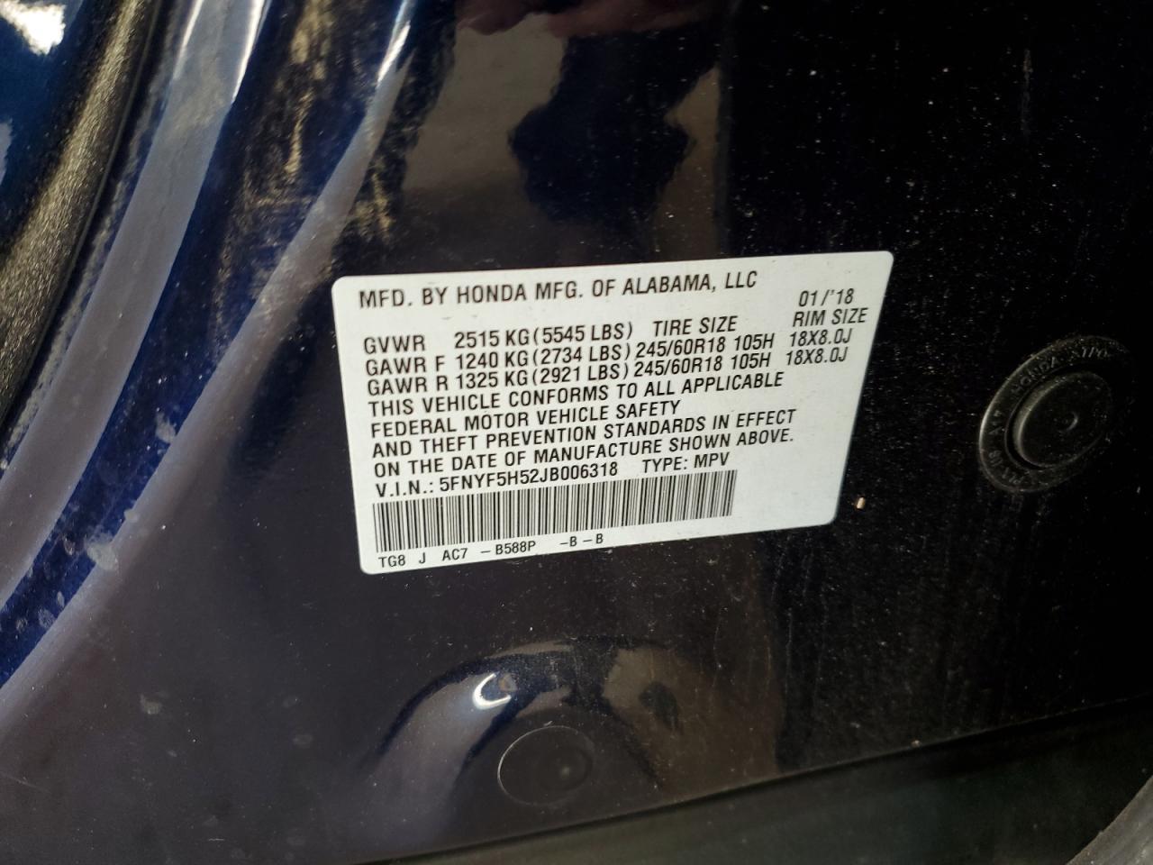 2018 HONDA PILOT