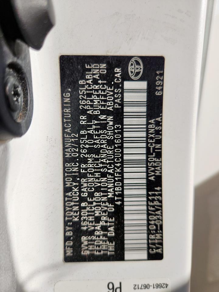 2012 TOYOTA CAMRY