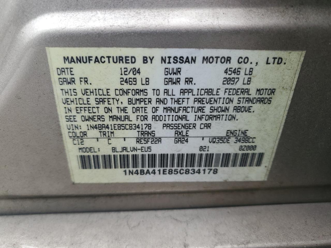 2005 NISSAN Maxima