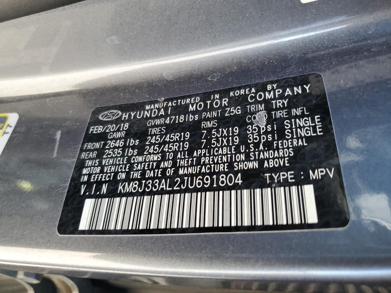 2018 HYUNDAI TUCSON