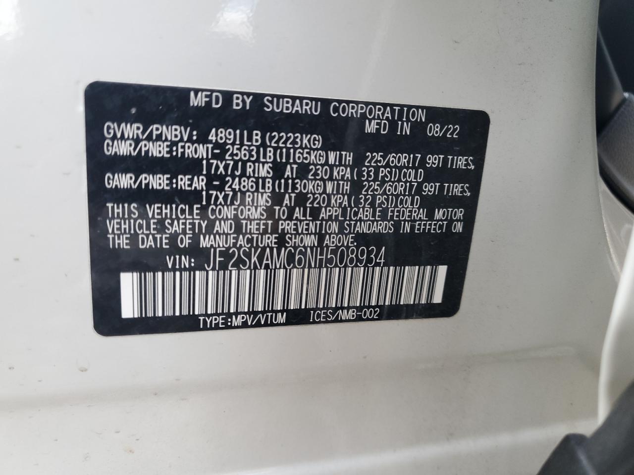 2022 SUBARU FORESTER