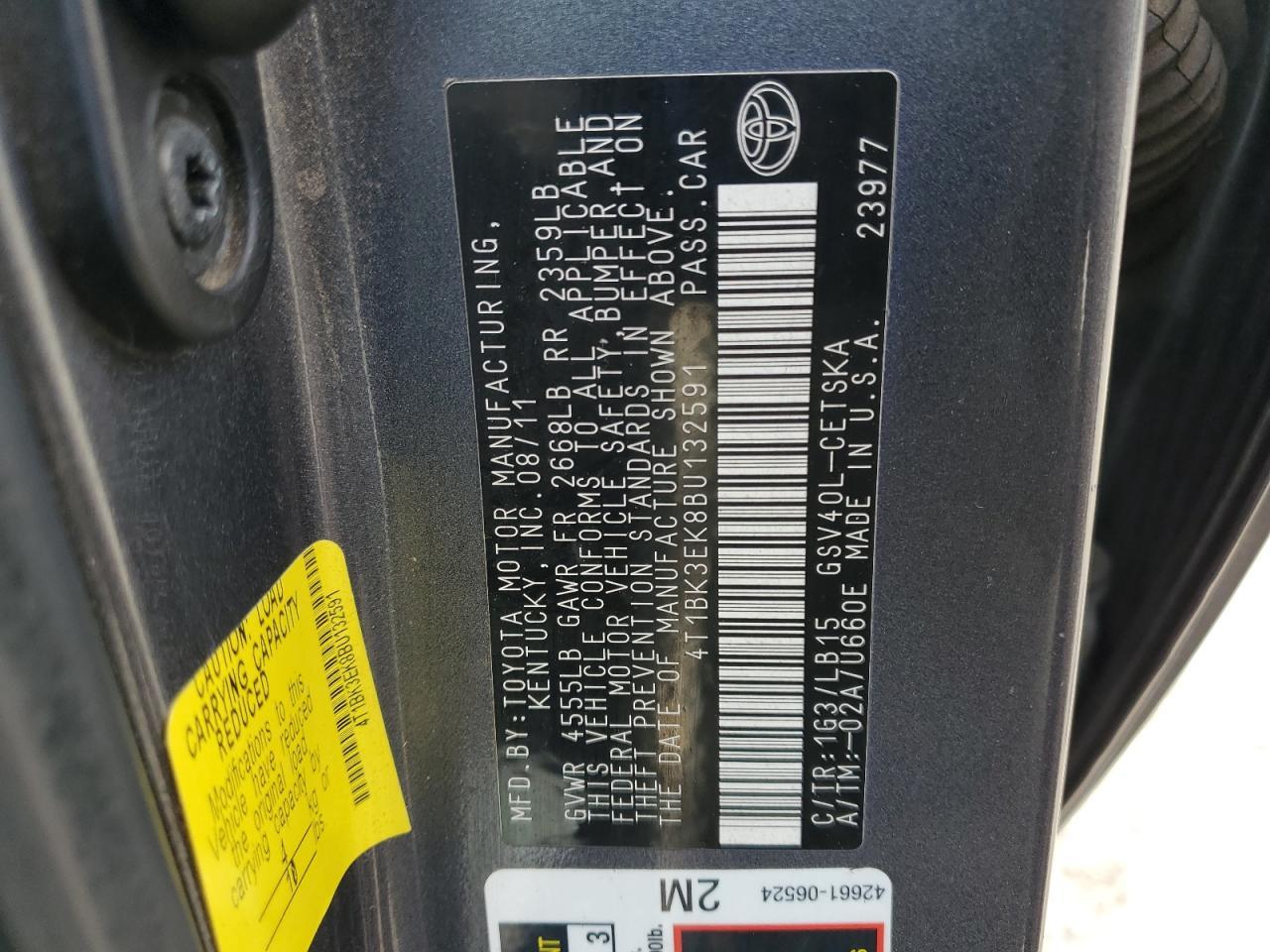2011 TOYOTA CAMRY