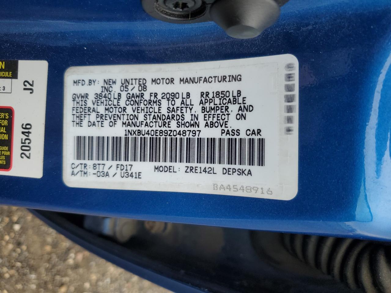 2009 TOYOTA COROLLA