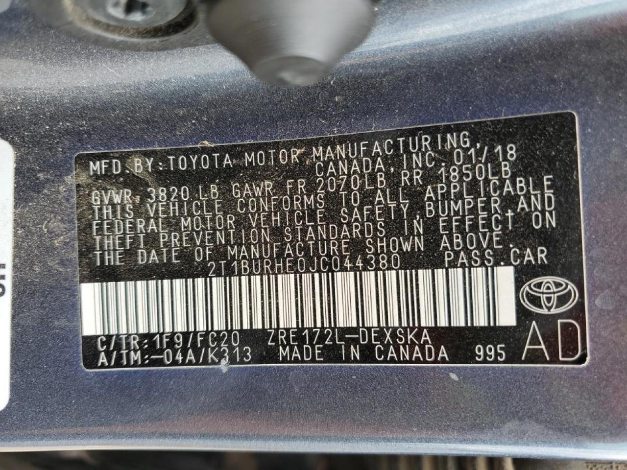 2018 TOYOTA COROLLA