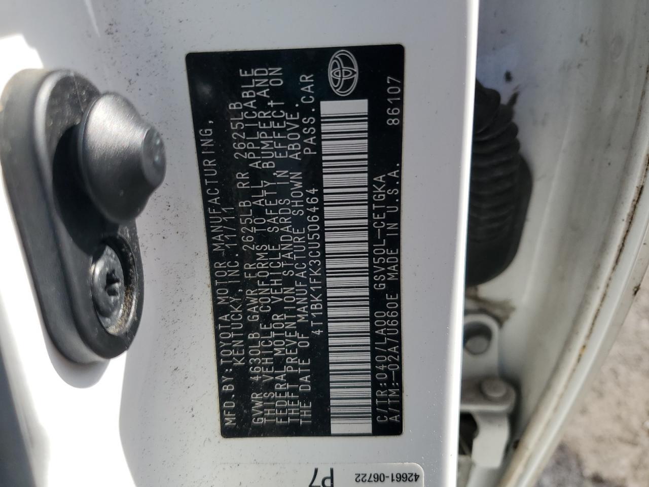 2012 TOYOTA CAMRY