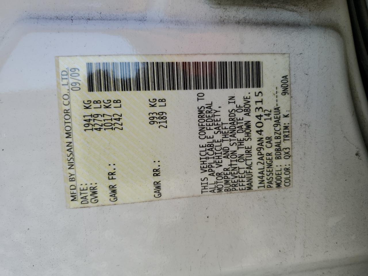 2010 NISSAN ALTIMA