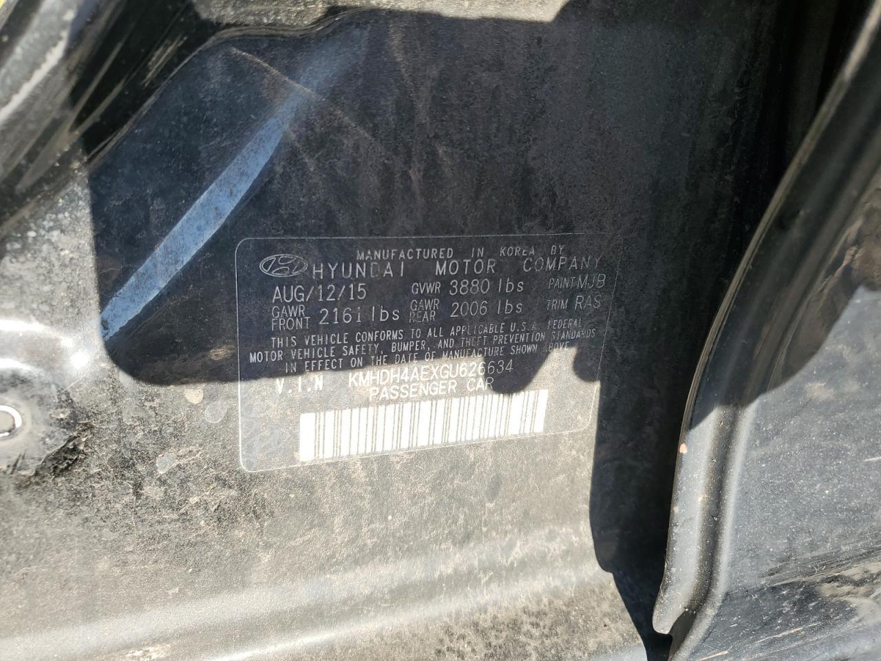 2016 HYUNDAI ELANTRA