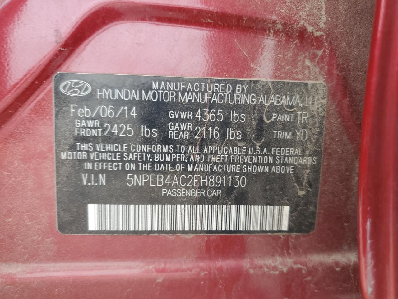 2014 HYUNDAI SONATA