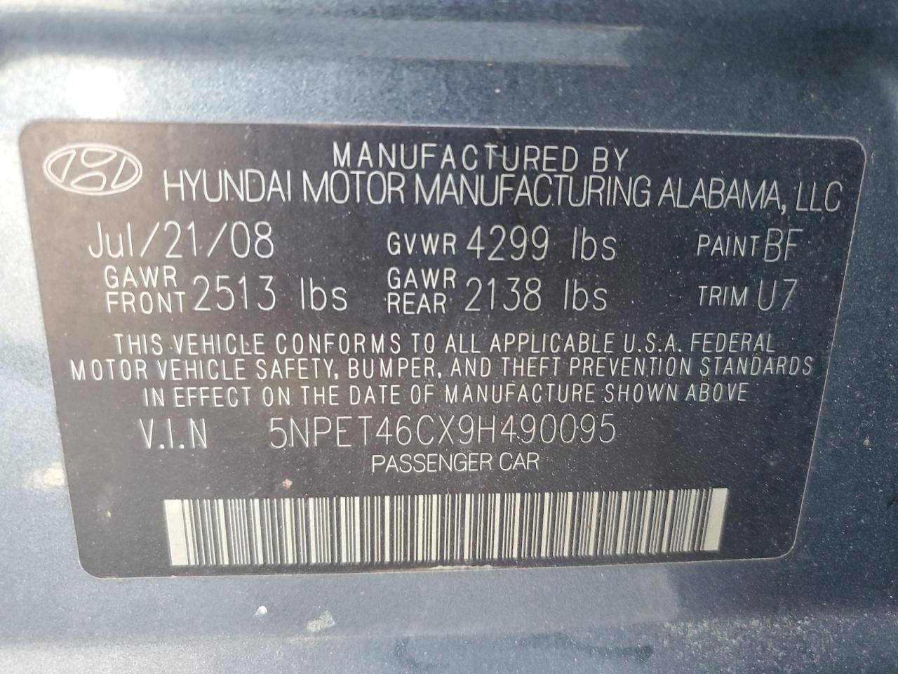 2009 HYUNDAI SONATA