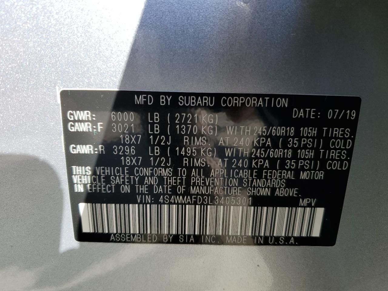 2020 SUBARU Ascent