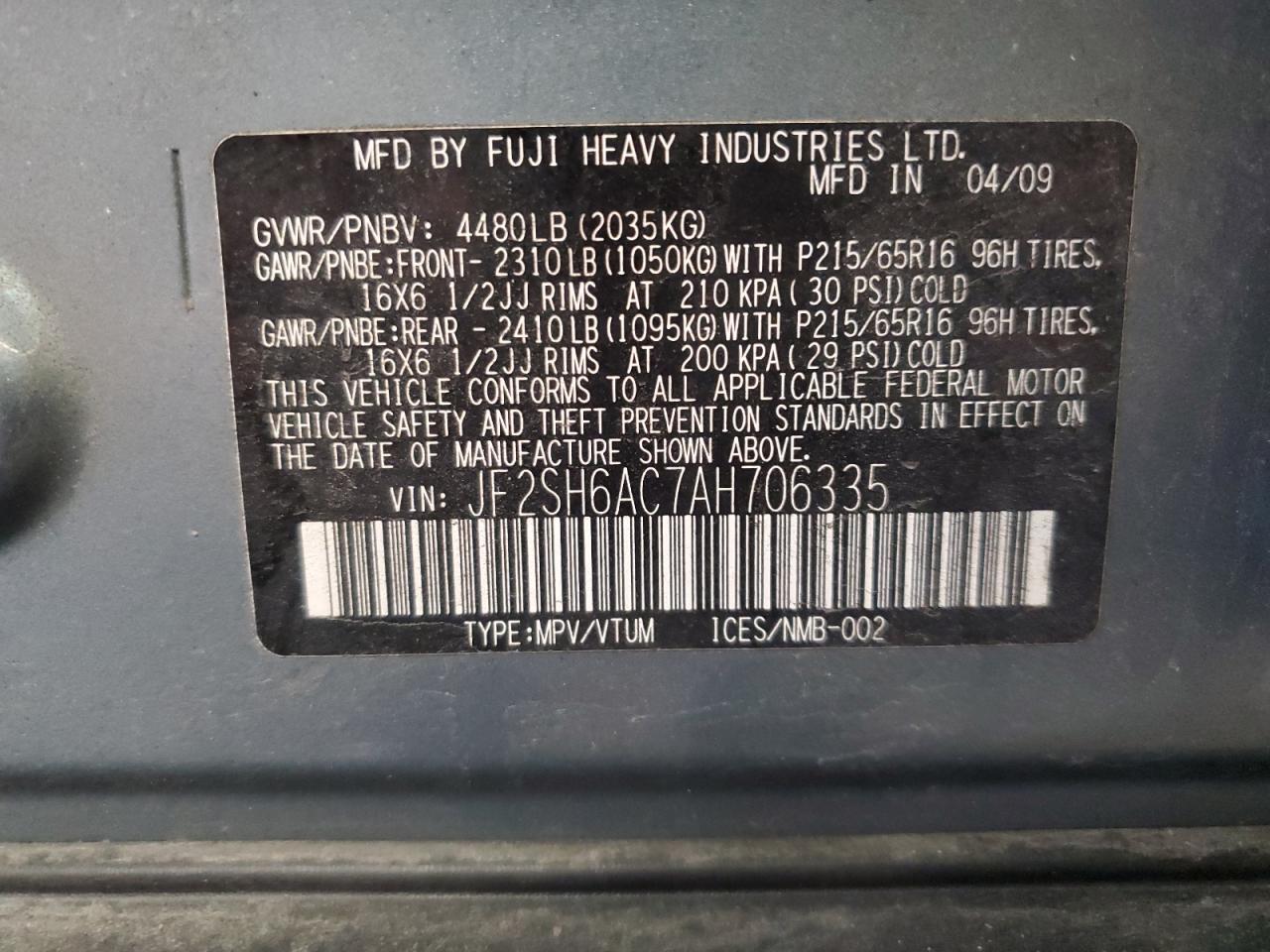 2010 SUBARU FORESTER