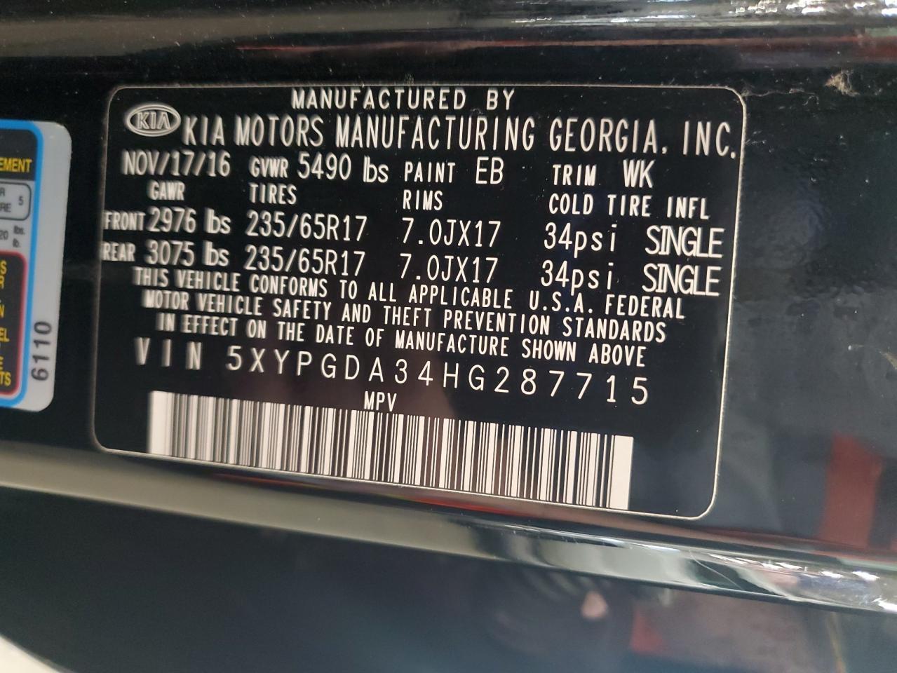 2017 KIA SORENTO