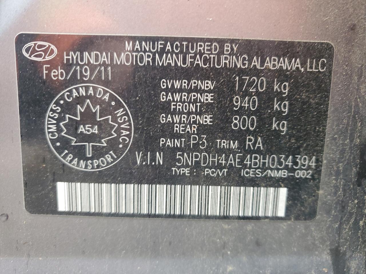 2011 HYUNDAI ELANTRA