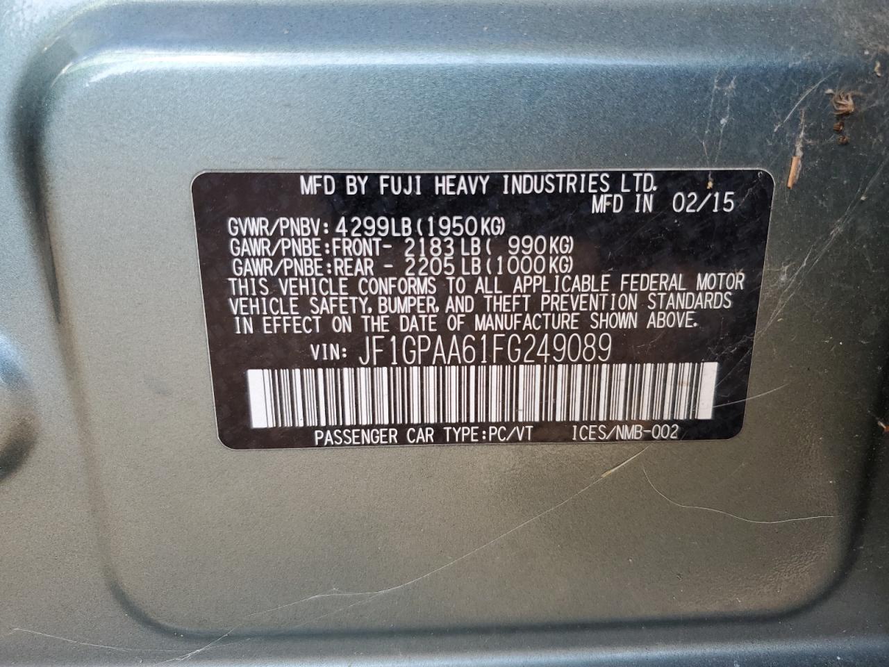 2015 SUBARU IMPREZA