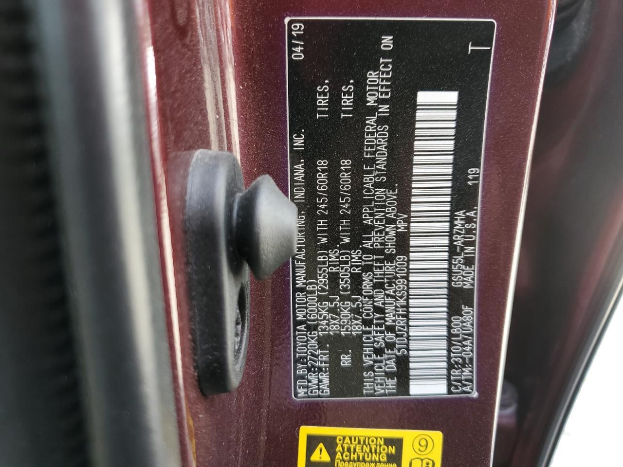2019 TOYOTA HIGHLANDER