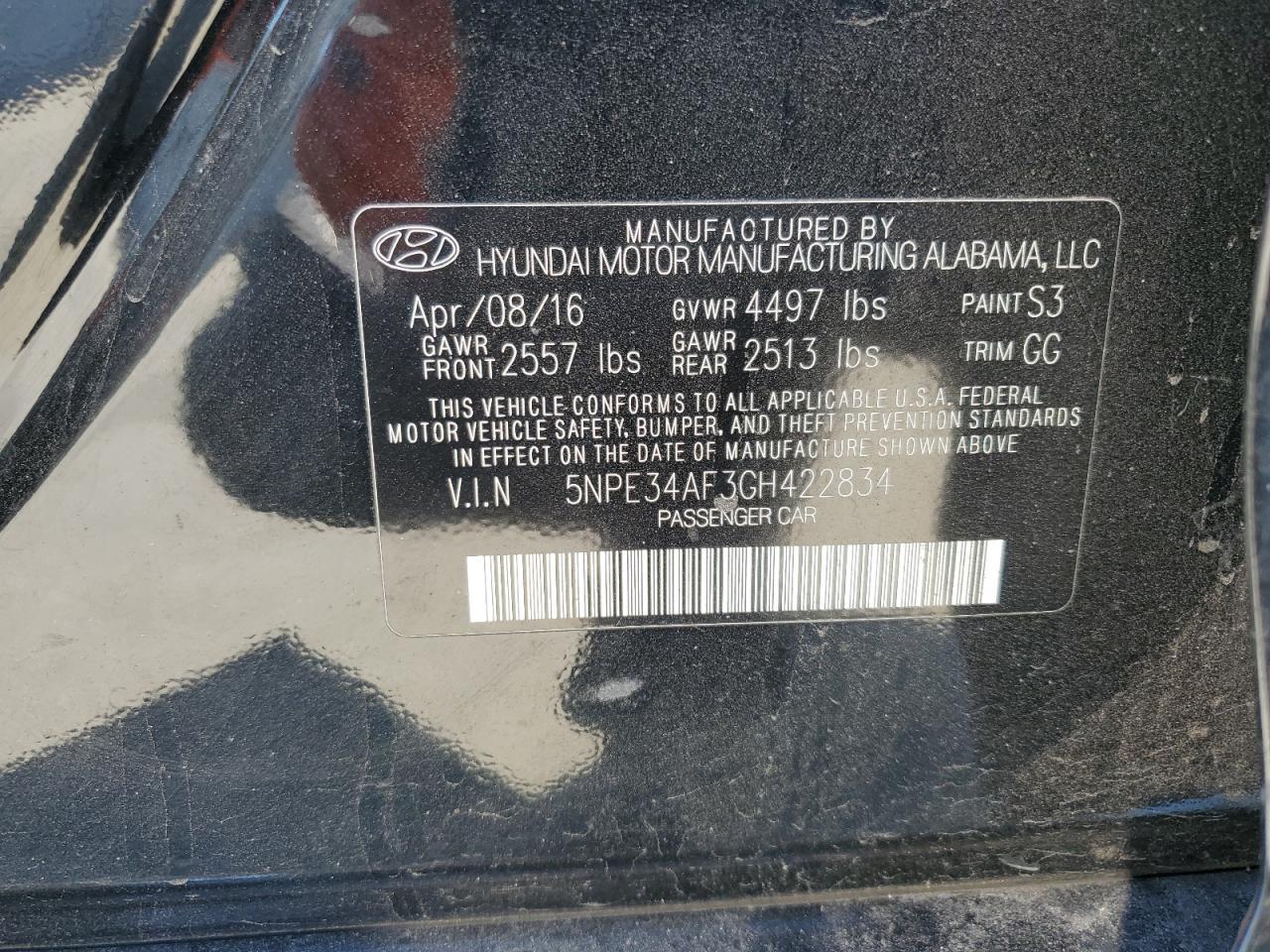2016 HYUNDAI SONATA
