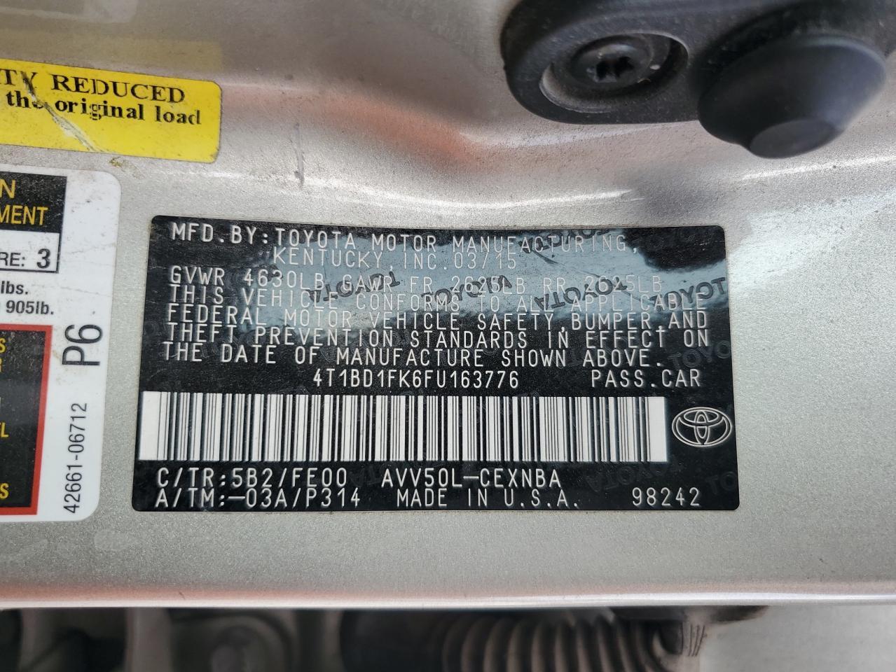 2015 TOYOTA CAMRY