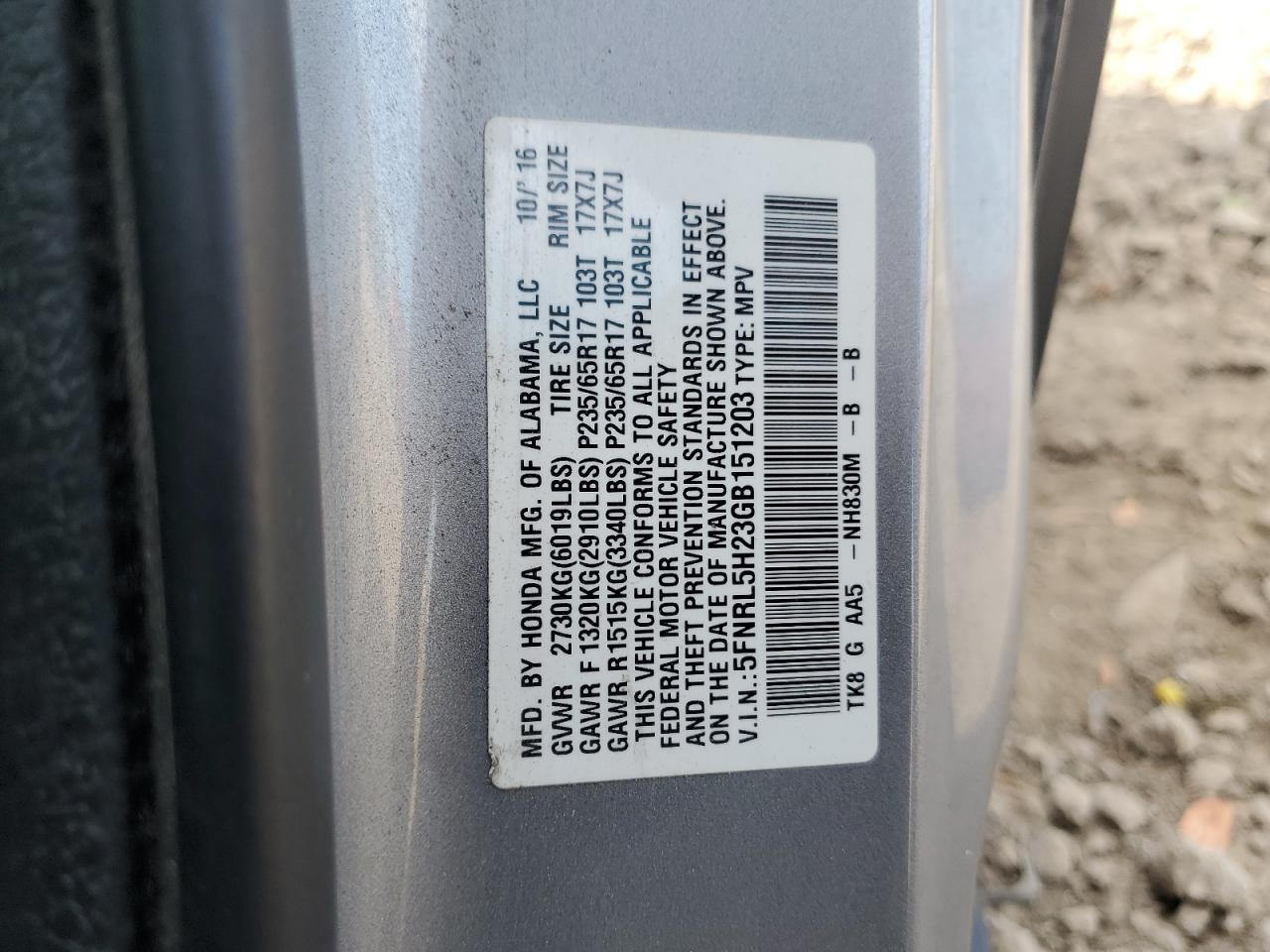 2016 HONDA ODYSSEY