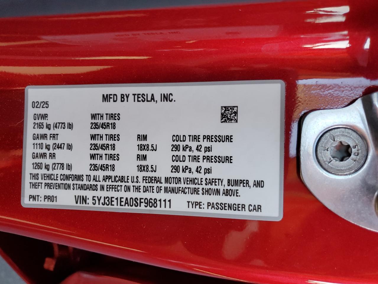 2025 TESLA MODEL 3