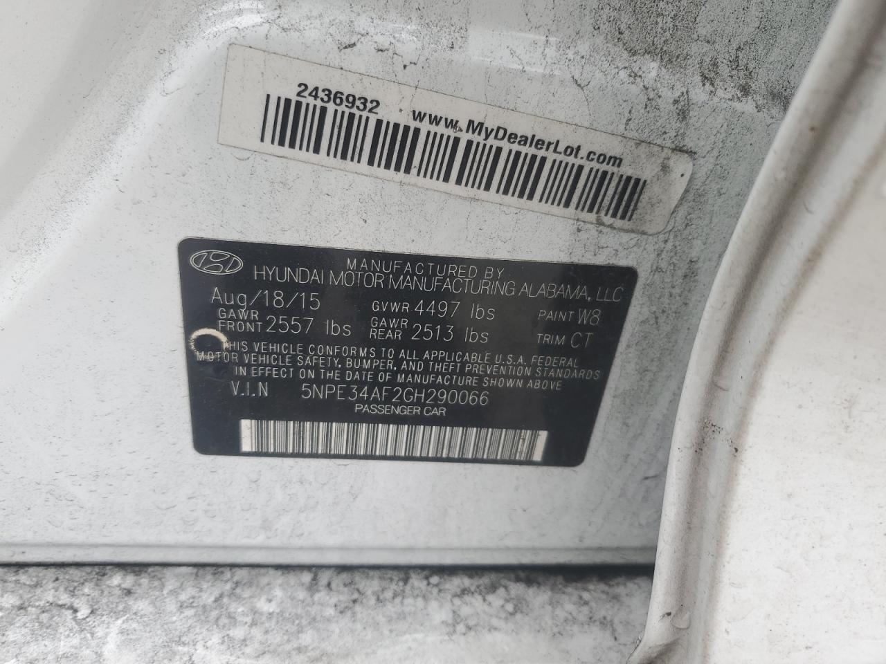 2016 HYUNDAI SONATA