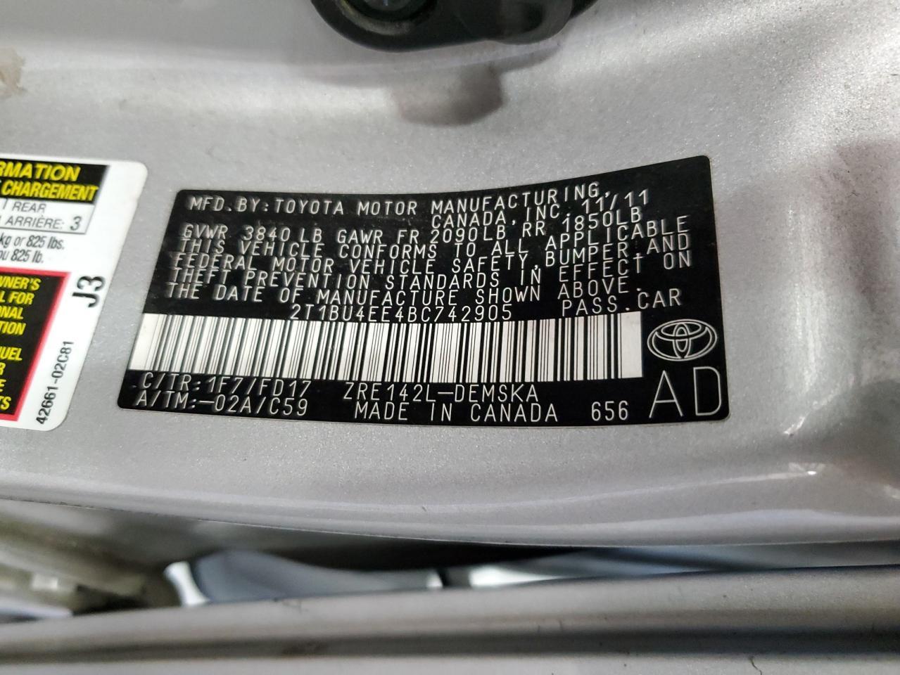 2011 TOYOTA COROLLA