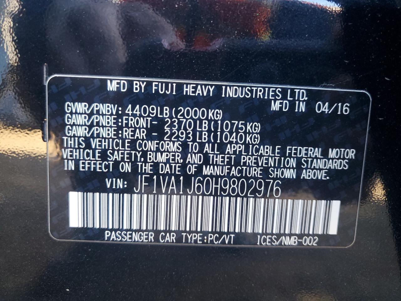 2017 SUBARU WRX