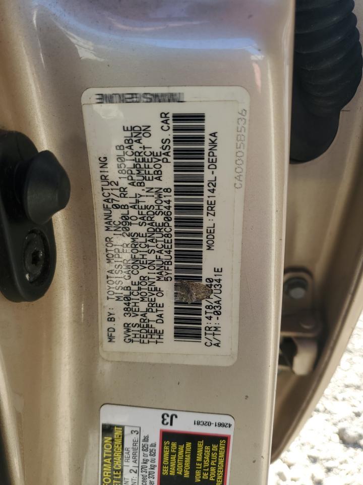2012 TOYOTA COROLLA