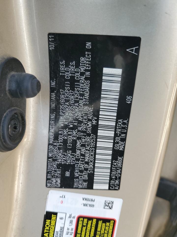 2012 TOYOTA SIENNA