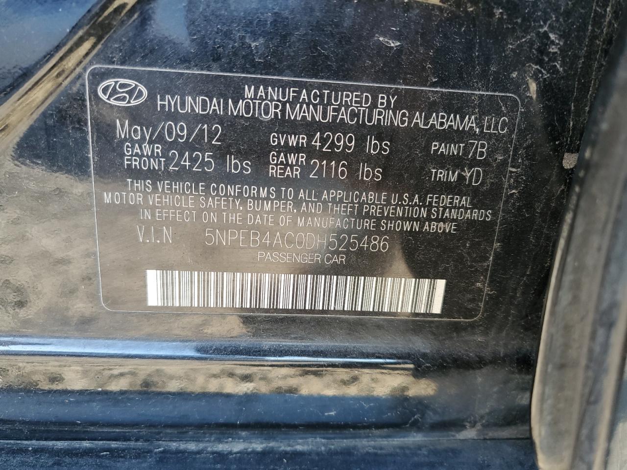 2013 HYUNDAI SONATA
