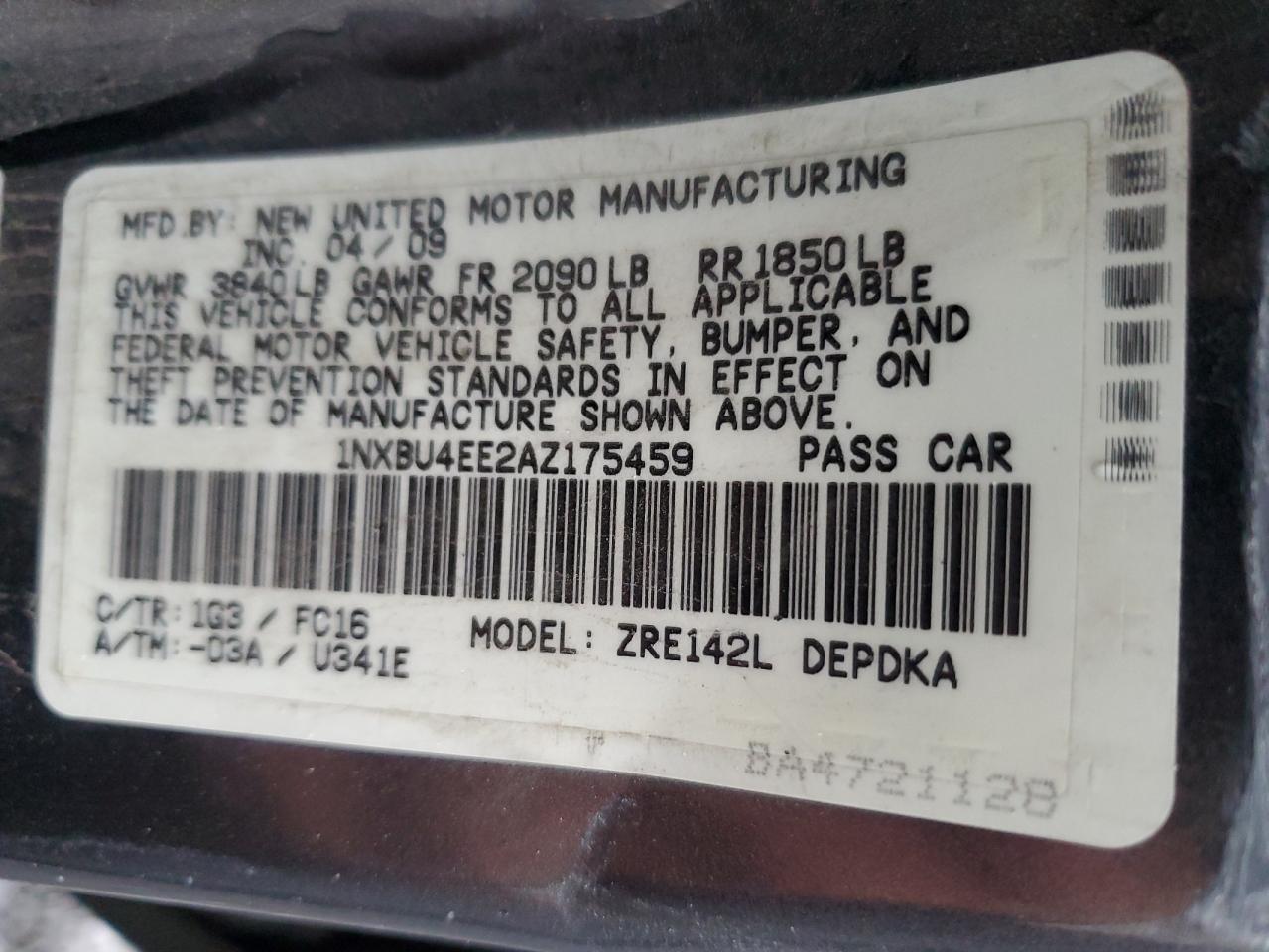 2010 TOYOTA COROLLA