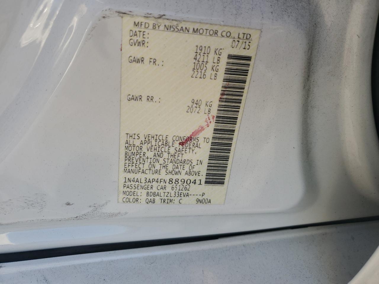 2015 NISSAN ALTIMA