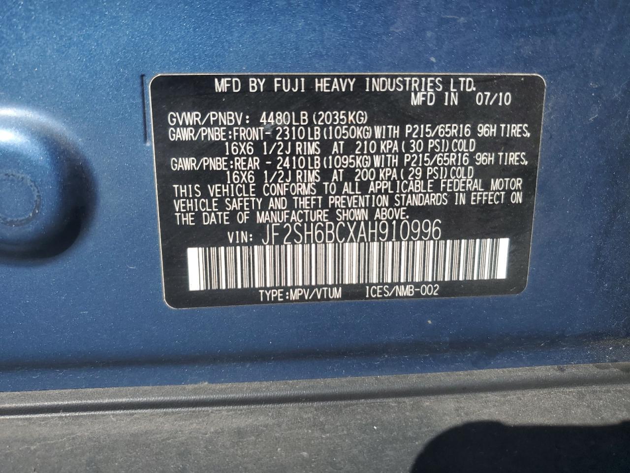 2010 SUBARU FORESTER