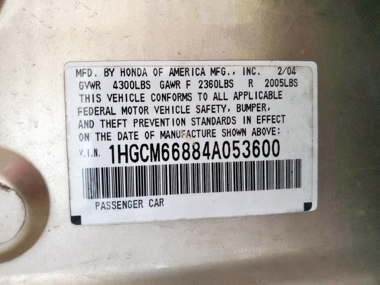 2004 HONDA ACCORD