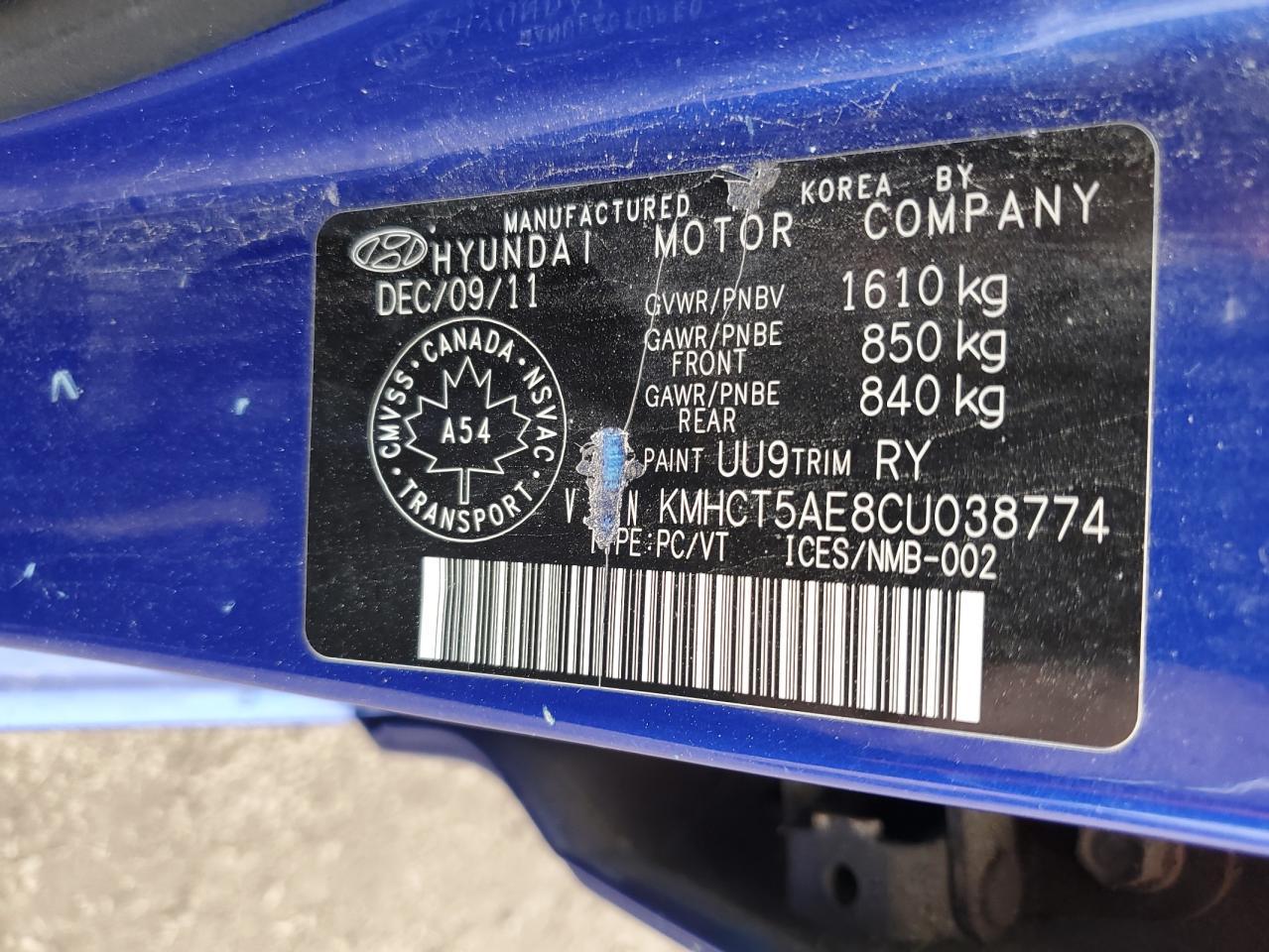 2012 HYUNDAI ACCENT