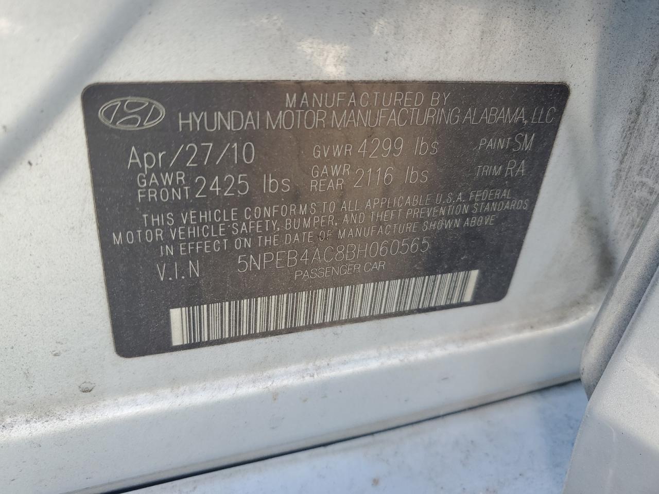 2011 HYUNDAI SONATA
