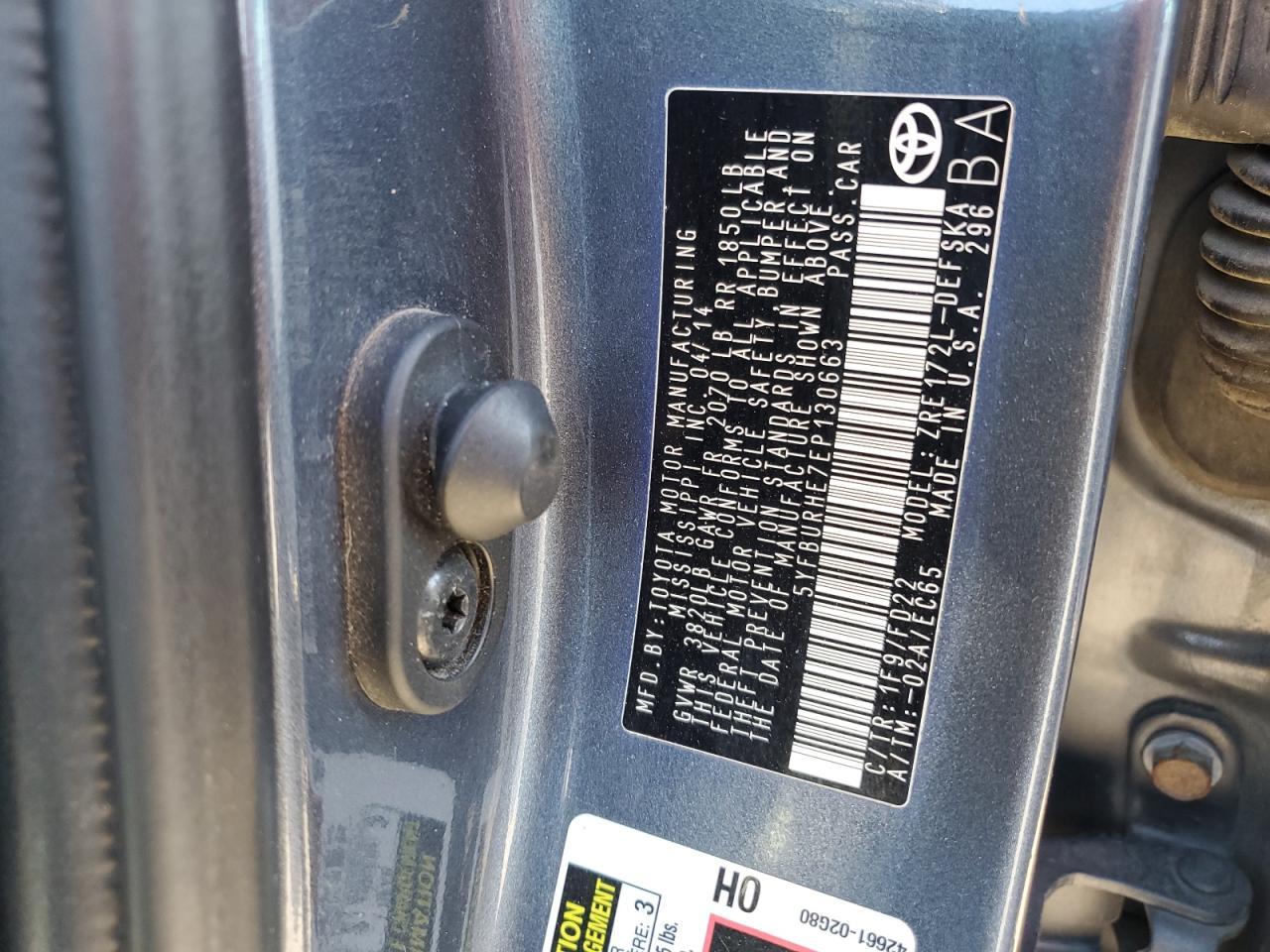2014 TOYOTA COROLLA