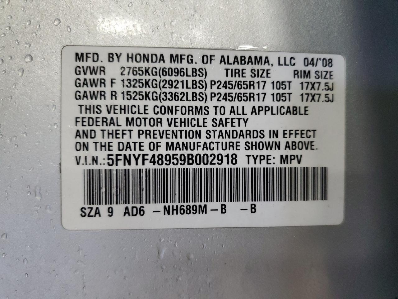 2009 HONDA PILOT