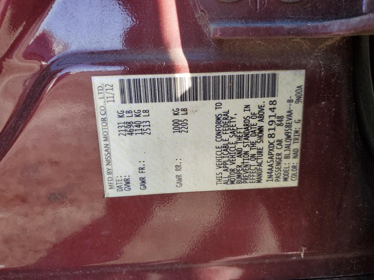 2013 NISSAN Maxima