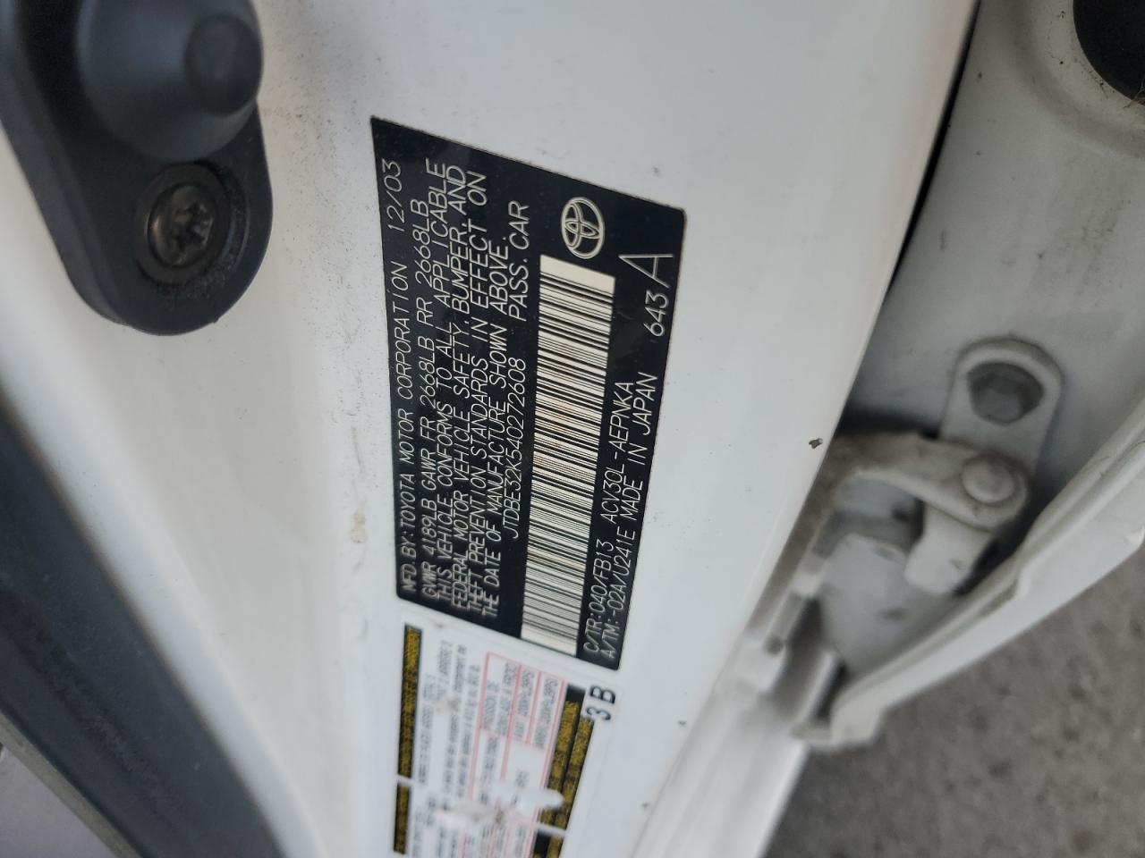 2004 TOYOTA CAMRY